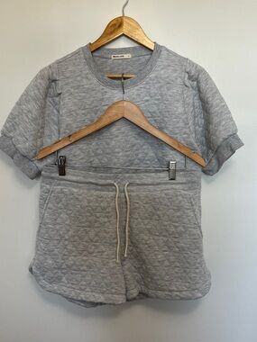 Marine Layer Quilted Short Sleeve Crewneck Sweatshirt and Sweat short M/L